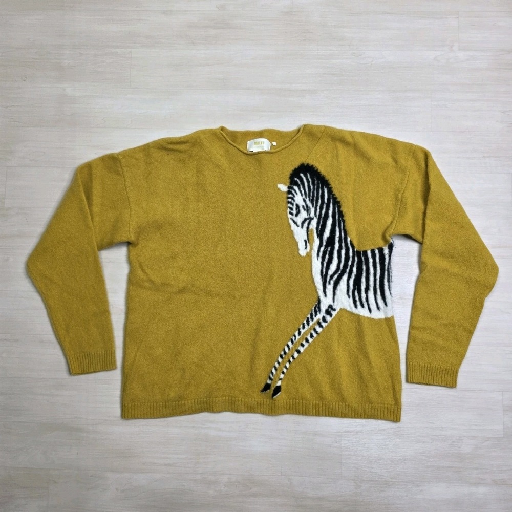 Anthropologie Maeve The Cashmere Collection Zebra Wrap-Around Yellow Size Small